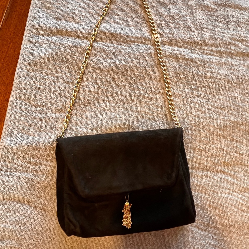 Elegant Black Suede Shoulder Bag